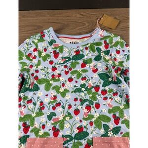Mini Boden Girls Strawberry Bunny Long Sleeve Tunic Pockets Spring Size 10-11 Y
